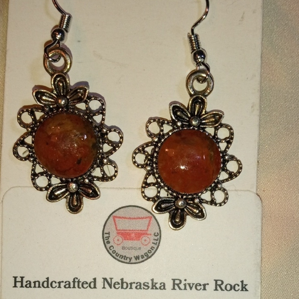 Handcrafted Nebraska River Rock Earrings